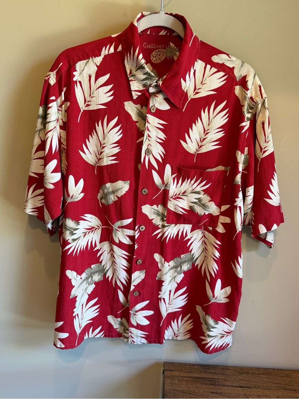 CARIBBEAN Silk Tropical Shirt Mens Large L Hawaiian